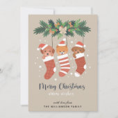 Niedliche Hundewelpen Frohe Weihnachtskarte Feiertagskarte (Vorderseite)