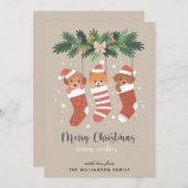 Niedliche Hundewelpen Frohe Weihnachtskarte Feiertagskarte (Vorne/Hinten)