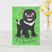 Niedliche, hungrige Illustration des Tasmanischen Karte (Gelbe Blume)