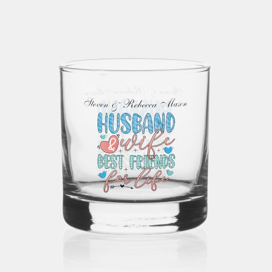Niedliche Husband Ehefrau Best Friends Leben Namen Whiskyglas (Rückseite)