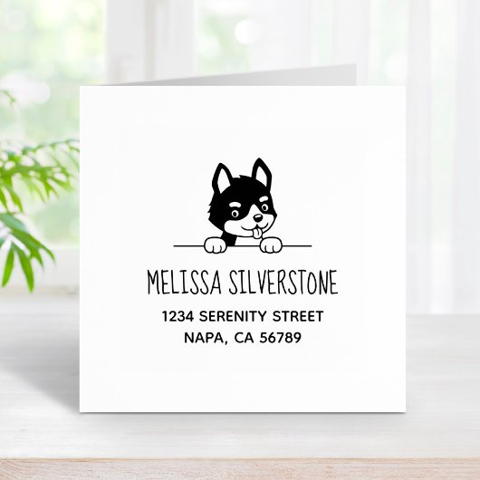 Niedliche Husky-Welppy-Adresse Gummistempel