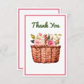 Niedliche Hütte Blumenkorb Rosa Grün Dankeskarte (Vorne/Hinten)