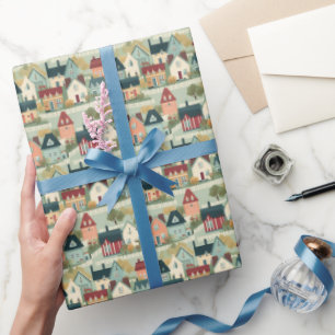 Niedliche Hütte Erwärmung Party Geschenkpapier