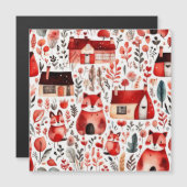 Niedliche Hütte Kernrotes Feld Magnetische Rahmen Magneteinladung (Vorne/Hinten)