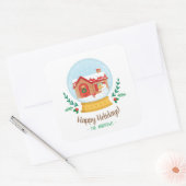 Niedliche Hütte Schneemann Weihnachtsschneedecker Quadratischer Aufkleber (Umschlag)