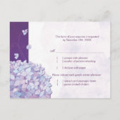 Niedliche Hydrangea Wedding Entree Choice RSVP Car Einladungspostkarte (Vorderseite)