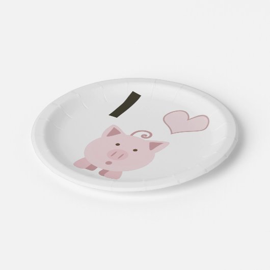 Niedliche i-Herzschweine Desgin Pappteller (Schrägansicht)