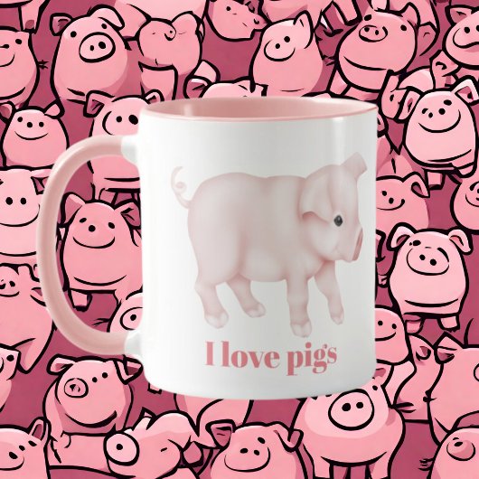 Niedliche I-Liebe-Schweine fügen Monogramm-Nachric Tasse