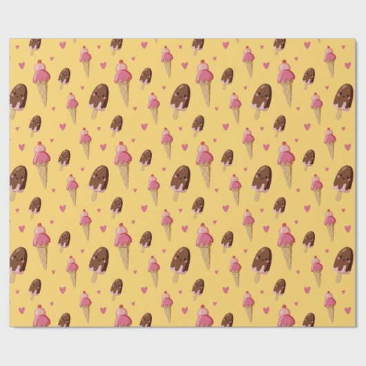 Niedliche Ice Creme Desserts Geschenkpapier (Flach)