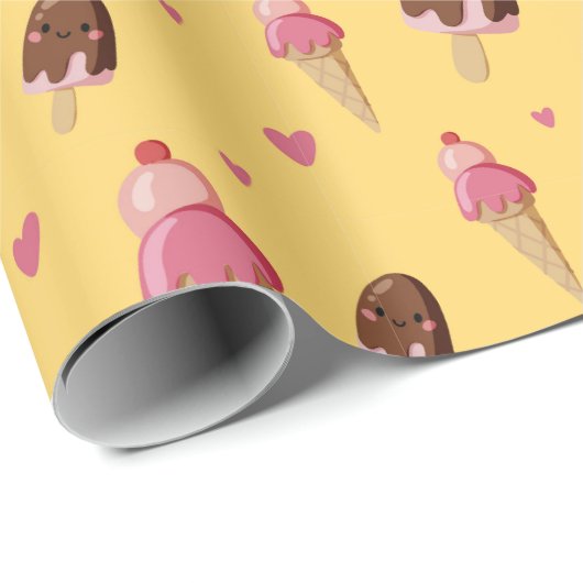 Niedliche Ice Creme Desserts Geschenkpapier (Rolleneckpunkt)
