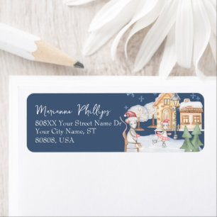 Niedliche Ice Skaten Rats Winter Village Szene auf