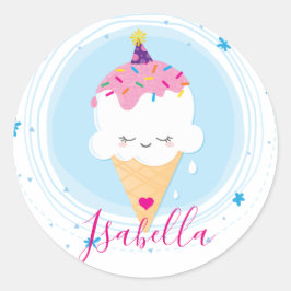 NIEDLICHE ICECREAM CONE kawaii Illustrationssprink Runder Aufkleber