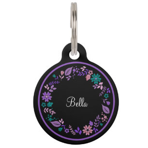 Niedliche ID-Tags der Floral-Monogramm-Hunde Haustiermarke