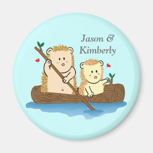 Niedliche Igel Boy und Girl Sailing Magnet