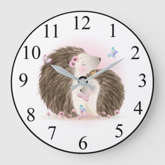 Niedliche Igel Große Wanduhr (Vorderseite)