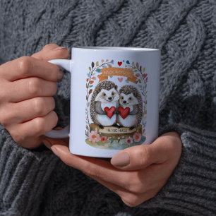 Niedliche Igel Hedgehugs personalisiert Valentines Kaffeetasse
