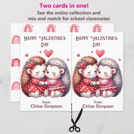 Niedliche Igel Kid's Valentine-Klassenkarte Postkarte