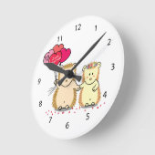 Niedliche Igel mit Ballons, frisch verheiratetes P Runde Wanduhr (Winkel)