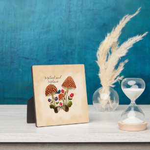 Niedliche Igel mit Blume und Pilzen Fotoplatte