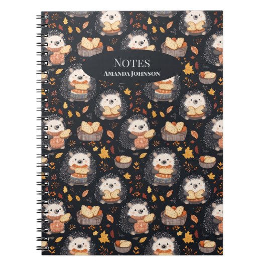 Niedliche Igel mit Brot und Herbstblättern Notizblock (Vorderseite)