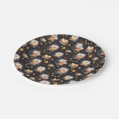 Niedliche Igel mit Brot und Herbstblättern Pappteller (Schrägansicht)
