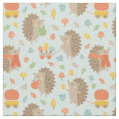 Niedliche Igel mit kleinen Blätter blau Stoff (Nahaufnahme)