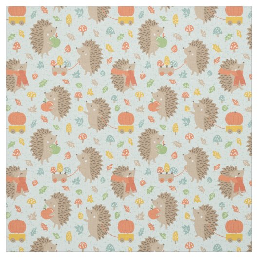 Niedliche Igel mit kleinen Blätter blau Stoff (Muster)
