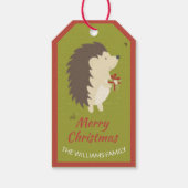 Niedliche Igel mit Weihnachtsbaum und Schlittenkid Geschenkanhänger (Rückseite)