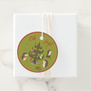 Niedliche Igel mit Weihnachtsbaum und Schlittenkid Geschenkanhänger