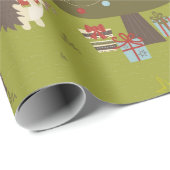 Niedliche Igel mit Weihnachtsbaum und Schlittenkid Geschenkpapier (Rolleneckpunkt)