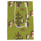 Niedliche Igel mit Weihnachtsbaum und Schlittenkid Mittlere Geschenktüte (Rückseite)