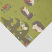 Niedliche Igel mit Weihnachtsbaum und Schlittenkid Seidenpapier (Detail)