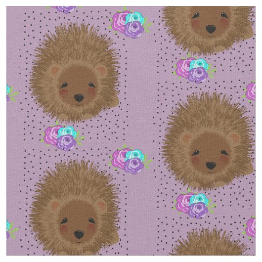 Niedliche Igel und Blume Positionen Hübsch Gemuste Stoff (Nahaufnahme)