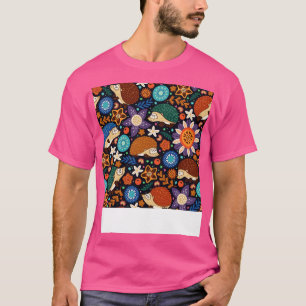 Niedliche Igel und Blumen T-Shirt