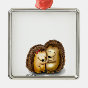 Niedliche Igels-Paare - Herr und Frau Customize Silbernes Ornament