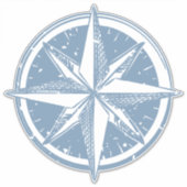 Niedliche Illustration Blue compass linocut compas Aufkleber (Vorderseite)