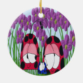 Niedliche Illustration der Familie Ladybug Keramik Ornament (Hinten)