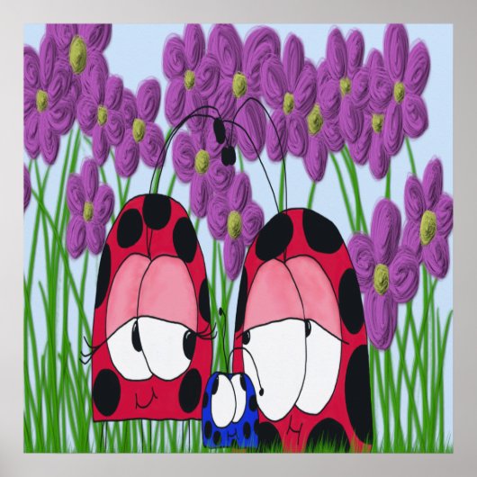 Niedliche Illustration der Familie Ladybug Poster (Vorne)