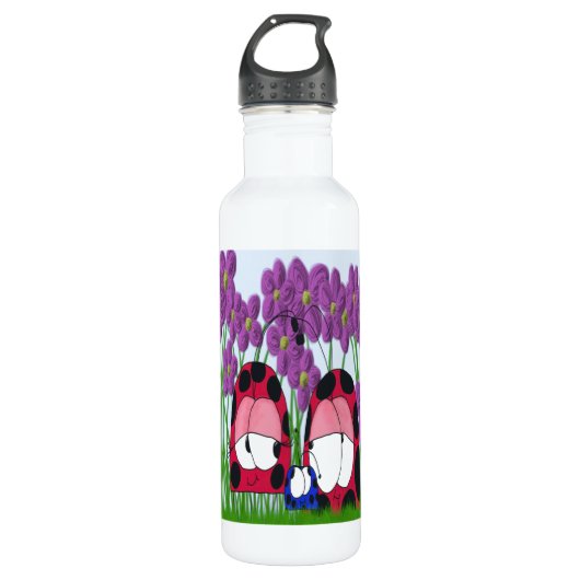 Niedliche Illustration der Familie Ladybug Trinkflasche (Vorderseite)