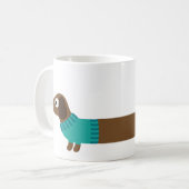 Niedliche Illustration der langen Dackel Kaffeetasse (Vorderseite Links)