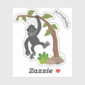 Niedliche Illustration des Baby Gorilla Cartoon Aufkleber (Blatt)