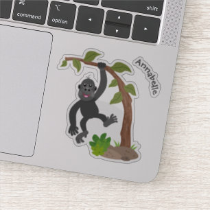 Niedliche Illustration des Baby Gorilla Cartoon Aufkleber