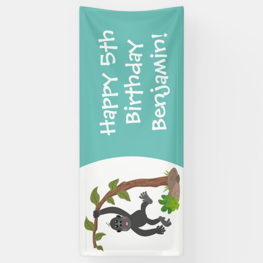 Niedliche Illustration des Baby Gorilla Cartoon Banner (Vertikal)