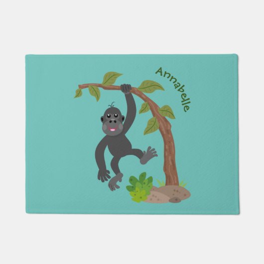 Niedliche Illustration des Baby Gorilla Cartoon Fußmatte (Vorderseite)