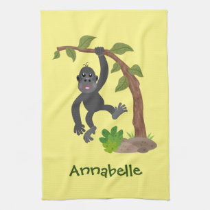 Niedliche Illustration des Baby Gorilla Cartoon Geschirrtuch