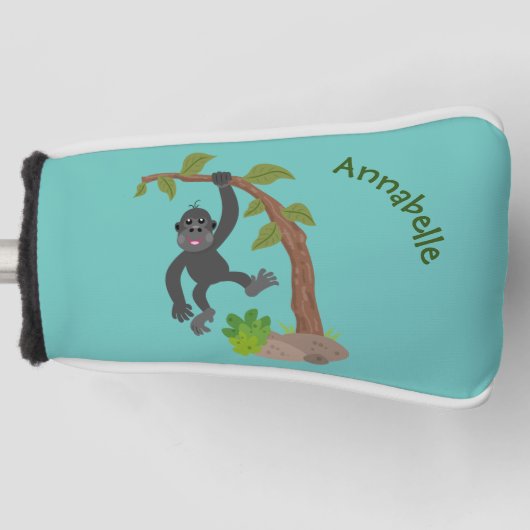Niedliche Illustration des Baby Gorilla Cartoon Golf Headcover (Vorderseite)