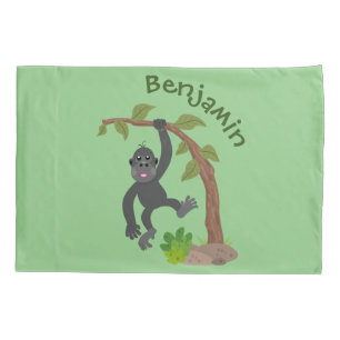 Niedliche Illustration des Baby Gorilla Cartoon Kissenbezug