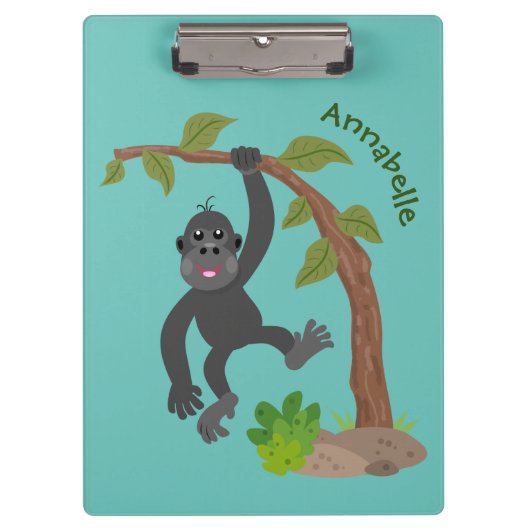 Niedliche Illustration des Baby Gorilla Cartoon Klemmbrett (Vorderseite)