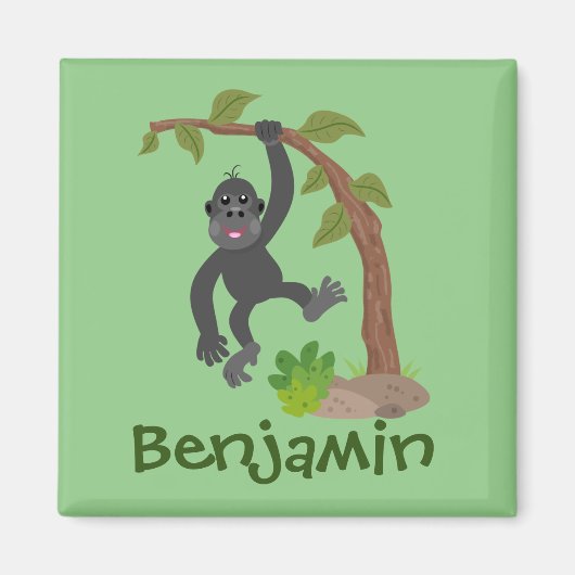 Niedliche Illustration des Baby Gorilla Cartoon Magnet (Vorne)