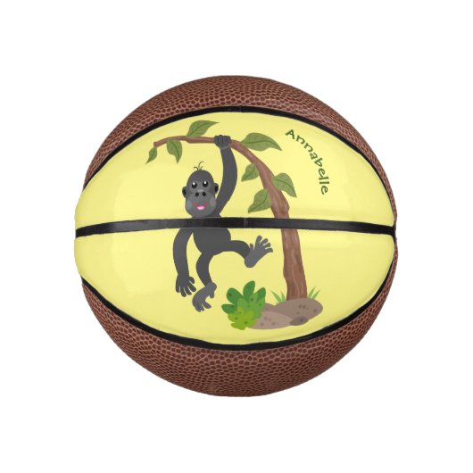 Niedliche Illustration des Baby Gorilla Cartoon Mini Basketball (Vorderseite)
